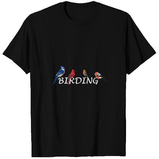 Lacrosse Gift Birding Bird Birder Blue Jay Cardinal Bullfinch Robin T-Shirts