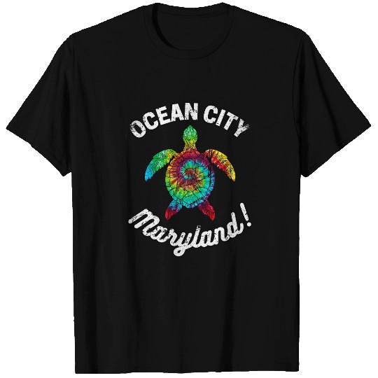 Turtle Pet Ocean City Maryland Tie Dye Boho Turtle Turtles Distressed T-Shirts
