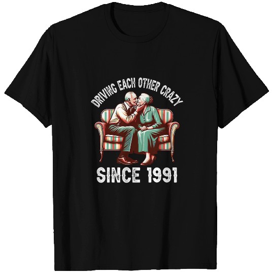 Driving HimHer crazys Since 1991 Funny Retro Anniversary T-Shirts
