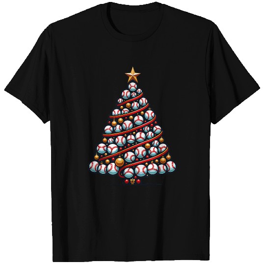 Baseball Christmas Tree For Sports Lovers Player T-Shirts