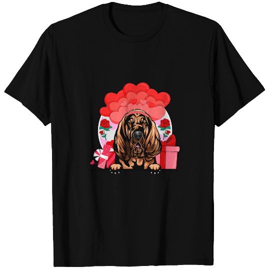 Bloodhound Valentines Day Dog Hearts balloons Flowers T-Shirts