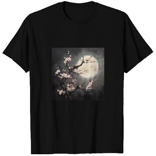 Serene Moonlit Path Through a Cherry Blossom Forest T-Shirts