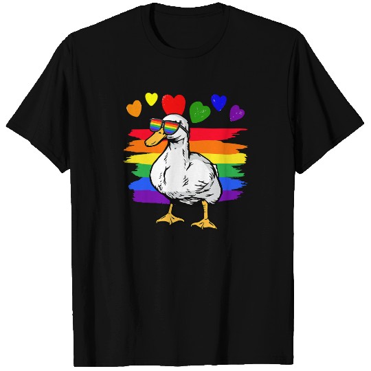 Duck Pet Quack LGBT Duck Gay Pride Rainbow LGBTQ 386 T-Shirts