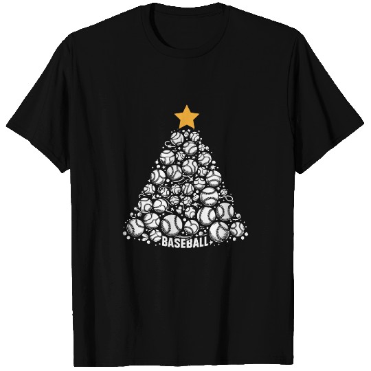 Baseball Christmas Tree Funny Baseball Player Christmas T-Shirts