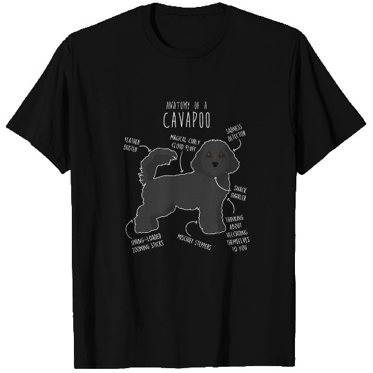 Black Cavapoo Dog Anatomy Cute Funny Cavoodle Pet Mom Dad T-Shirts