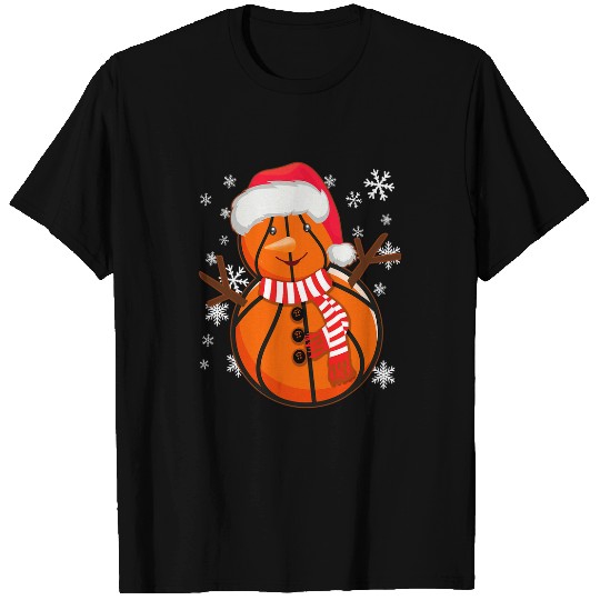 Christmas Basketball Snowman Kids Basketball xmass Women Men T-Shirts