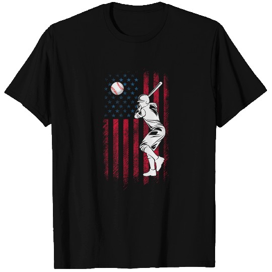 American Flag Baseball Red White Blue 4th of July Boys Mens 2 T-Shirts