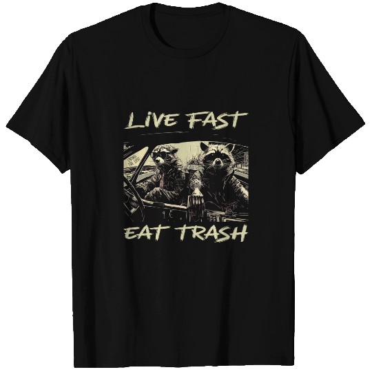 Raccoon Pet Sunset Raccoon Live Fast Eat Trash And Get Hit By A Car 2 T-Shirts