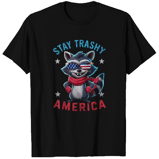 Raccoon Pet Stay Trashy America 4th of July Raccoon USA Flag Party 1 T-Shirts