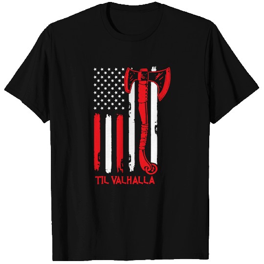 Til Valhalla s Patriotic Viking US Flag Norse Mythology 3 T-Shirts