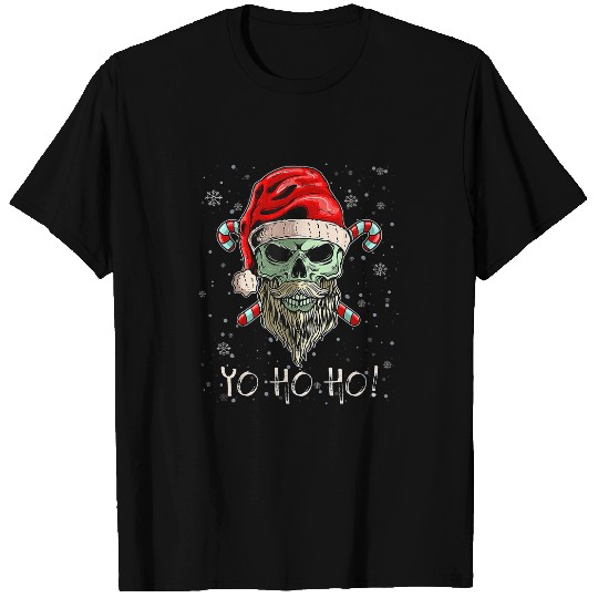Christmas Funny Santa Pirate Fun Skull Beard T-Shirts