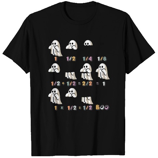 Halloween ghosts Fractions Math Equation Pumpkin Teacher T-Shirts
