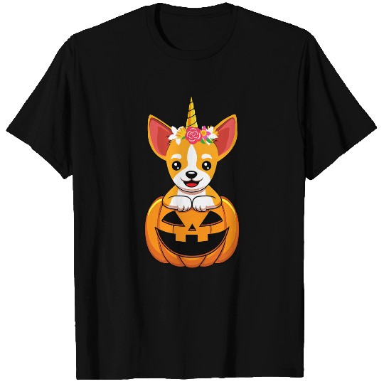 Cute Chihuahua Dog Pumpkin Unicorns Funny Halloween Gift T-Shirts