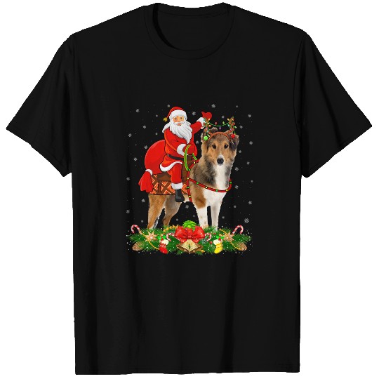 Dog Shetland Funny Santa Riding Shetland Sheepdog Christmas T-Shirts