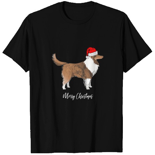 Dog Shetland Sheepdog Dog Family Merry Christmas Gift Santa T-Shirts