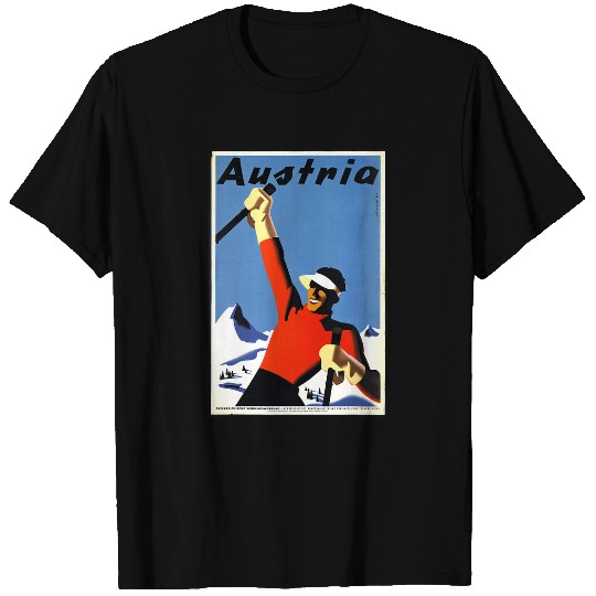 Skiing Ski 1930s Austria Travel Poster Ski Slopes Skiing Skier Skiers T-Shirts