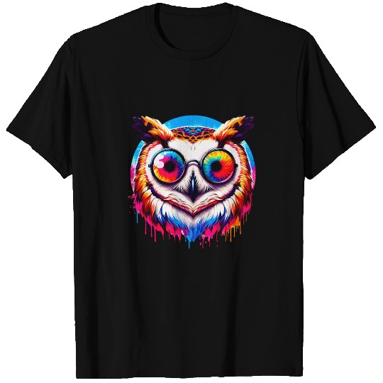 Owl Pet Cool Tie Dye Barn Owl Sunglasses Bird Illustration Art T-Shirts