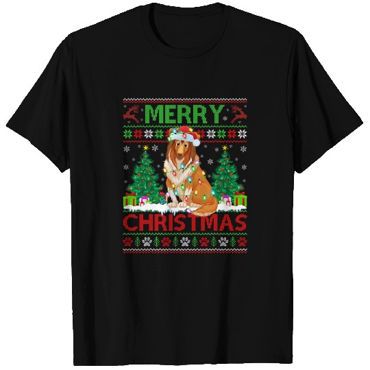 Dog Shetland Merry Christmas Lighting Ugly Shetland Sheepdog Christmas T-Shirts