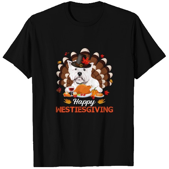 Happy Westiesgiving Pilgrim Westie Dog Turkey Thanksgiving T-Shirts