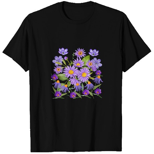 Purple Garden Flower Botanical Cottagecore T-Shirts