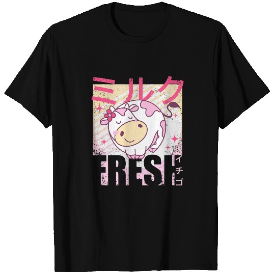 Cow Lover 90s Fresh Kawaii Strawberry Milk Cute Fat Cow Retro T-Shirts