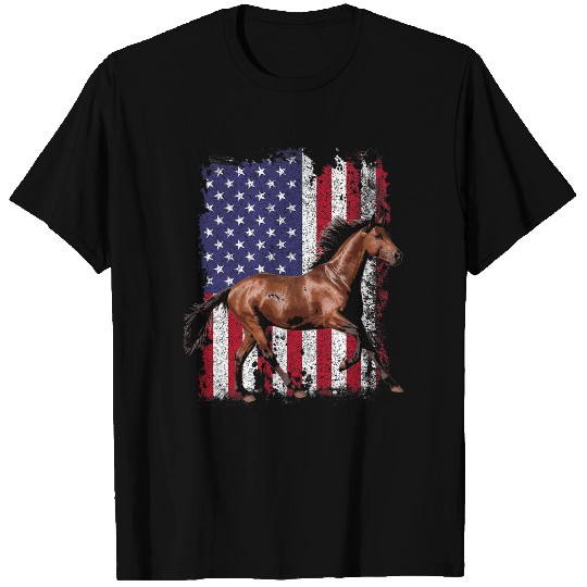 Horse Lover USA Equestrian USA Lover USA Flag Gallop T-Shirts