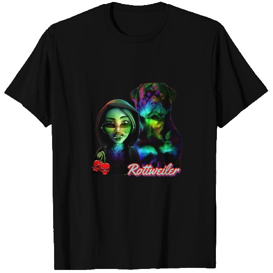 Dog Rottweiler Love Girls bests pet friend trippy colors T-Shirts