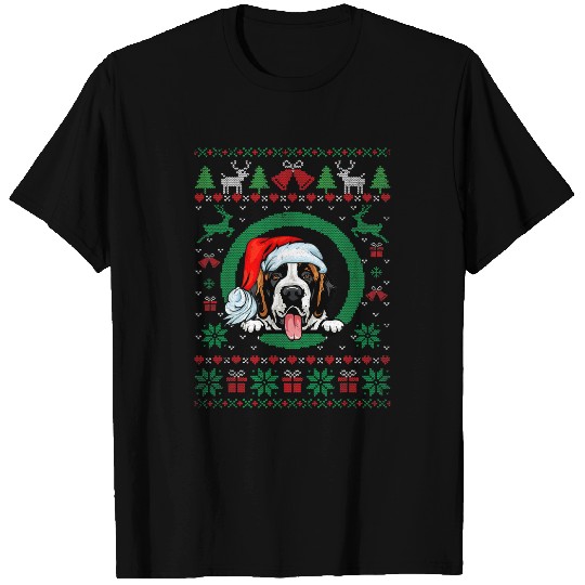 Funny Santa Bernard Dog Christmas Dog Lover T-Shirts