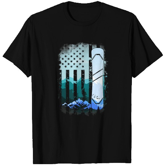 Skiing Ski vintages American flag snowboard Ski nature snowboarding T-Shirts