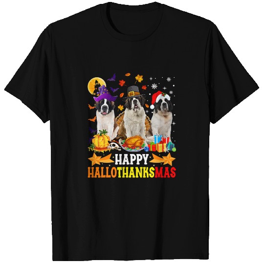 Happy Hallothanksmas Bernard Dog Lover Christmas Holidays T-Shirts