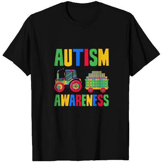 Autistic Puzzle Farmer Autism Tractor 2Autism Awareness T-Shirts