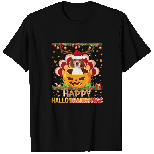 Happy Hallothanksmas American Foxhound Dog Halloween T-Shirts