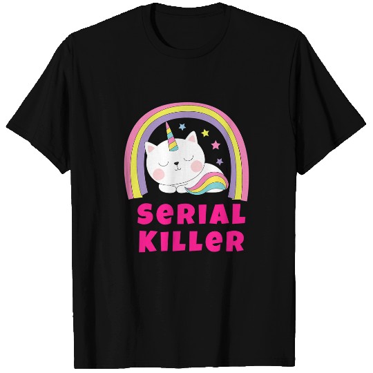 Sarcastic Retro Rainbow Funny Unicorns Serial Killer T-Shirts