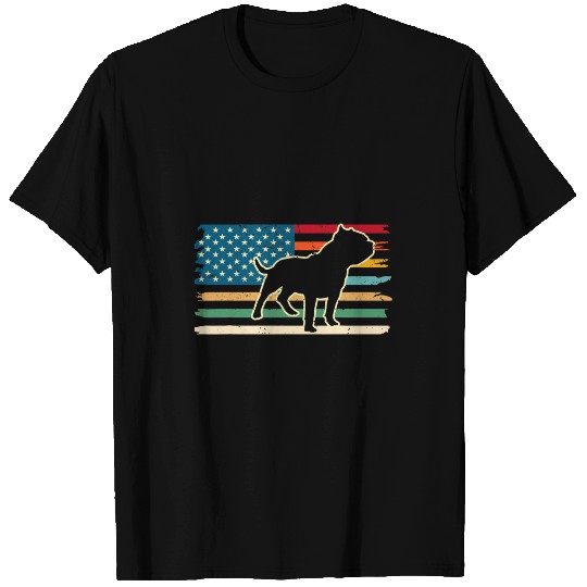 Bully or pitbull dog owner US vintages flag Retro T-Shirts