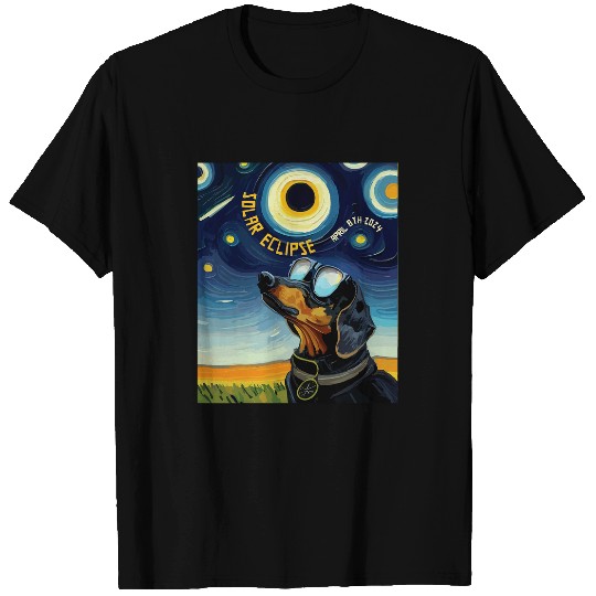 2024 Solar Eclipse Dachshund in Starry Night T-Shirts