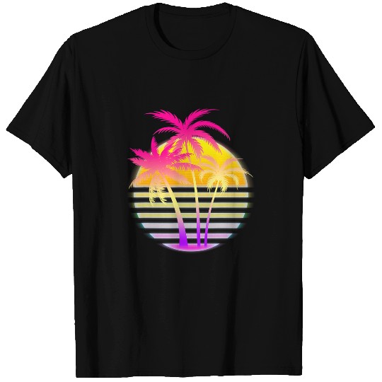 Surf Life Retro 1980s 1990s Vaporwave Palm Trees Sunset Surf Ocean Art T-Shirts