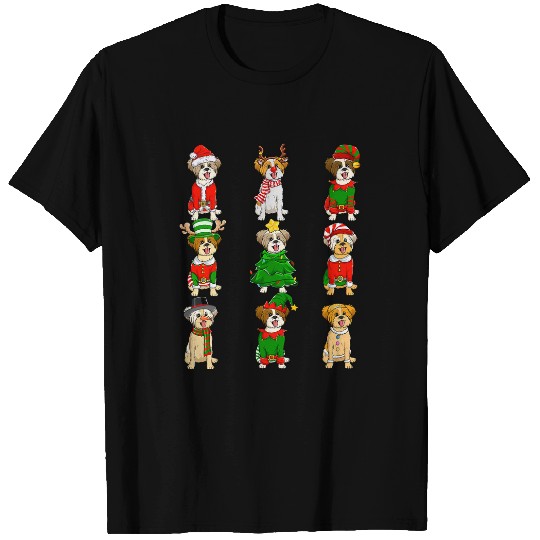 Santa shih Tzu Christmas Tree Lights ELF Reindeer Dog Lover T-Shirts