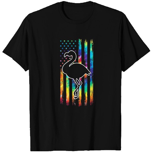 Pink Flamingo Tie dye American Flag Flamingp Flamingos Flamingos T-Shirts