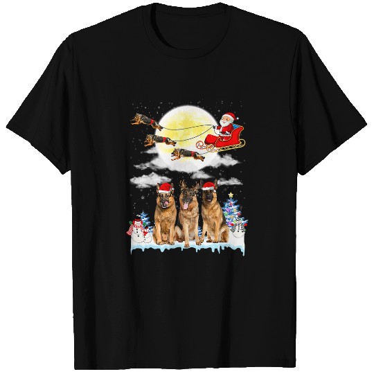GSD Funny Reindeer Christmas Moon Santa Dog German Shepherd Dog Dog T-Shirts