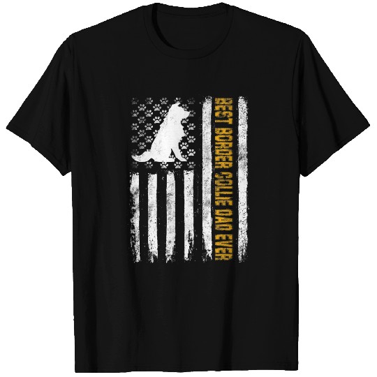 bests Border Collie Dog Dad Ever American Flag Gift T-Shirts