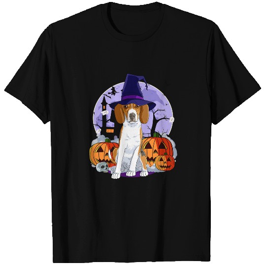 English Foxhound Cute Dog Halloween Witch Pumpkin T-Shirts