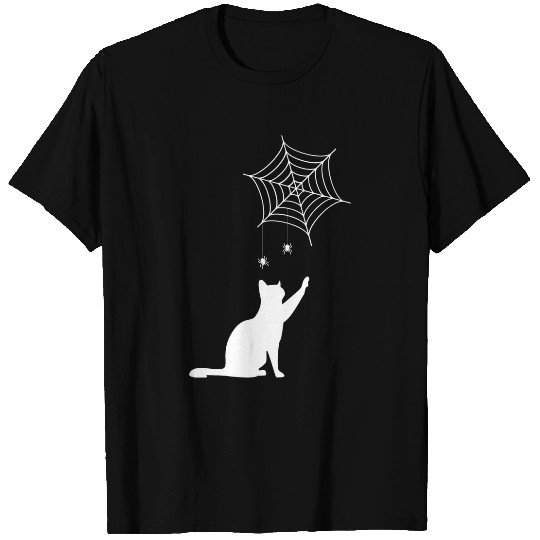 Lacrosse Gift black cats Spider Web Funny Halloween Costume Cat Lover T-Shirts