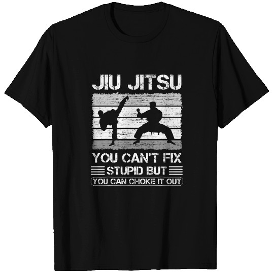 Lacrosse Gift JiuJitsu You Cant Fix Stupid But You Can Choke It Out T-Shirts
