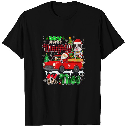 99 Naughty 1 Nice xmass Santa Border Collie On Pickup Truck T-Shirts