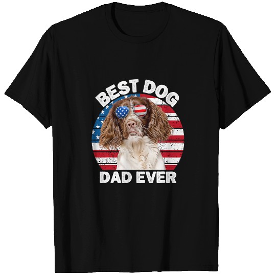 Mens English Springer Spaniel Dog Dad For Men 4th of July Funny T-Shirts