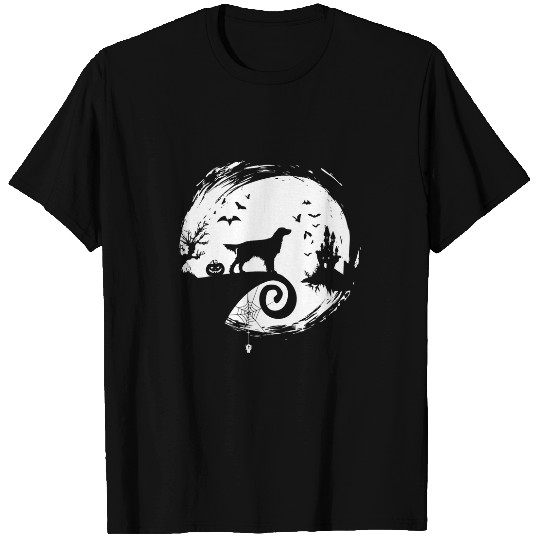 English Setter Halloween Costume Moon Silhouette Creepy T-Shirts