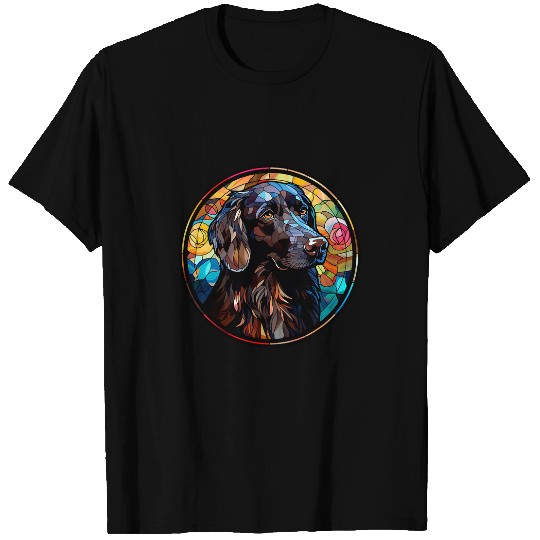 Flat Coated Retriever Dog Stained Glass Leadlight Artistic 1 T-Shirts