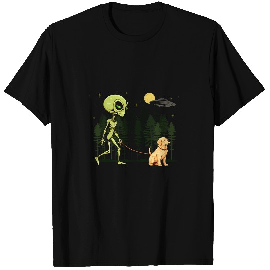 Funny Golden Retriever Alien Walking UFO Pet Dog Mom Dad T-Shirts