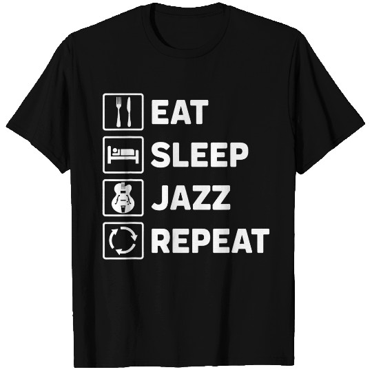 Eat Sleep Jazz Guitar Routine Band Musician Archtop Player T-Shirts