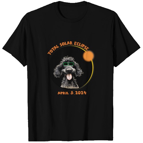 Funny Standard Poodle Dog Watching Total Solar Eclipse 2024 T-Shirts